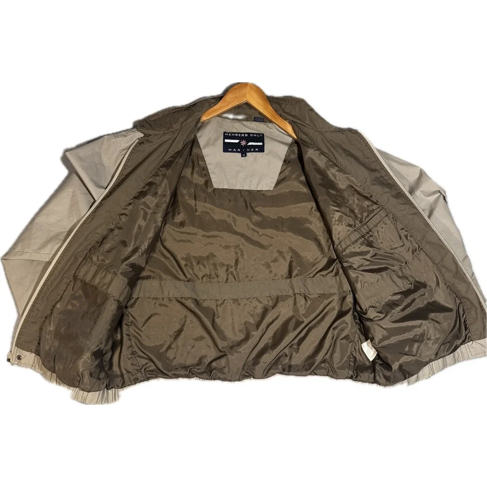 Members Only Mariner Jacket Mens XL Tan Khaki FullZip Windbreaker Bomber VTG 90s